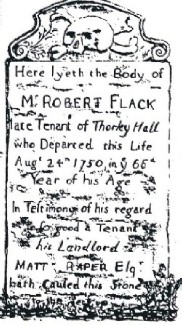 Robert Flack's Gravestone set up by Matthew Raper